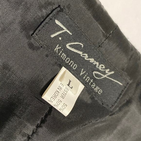 Silk Blend Kimono Vest Vintage Size Large Made in Korea Print Block Patchwork - Picture 3 of 11